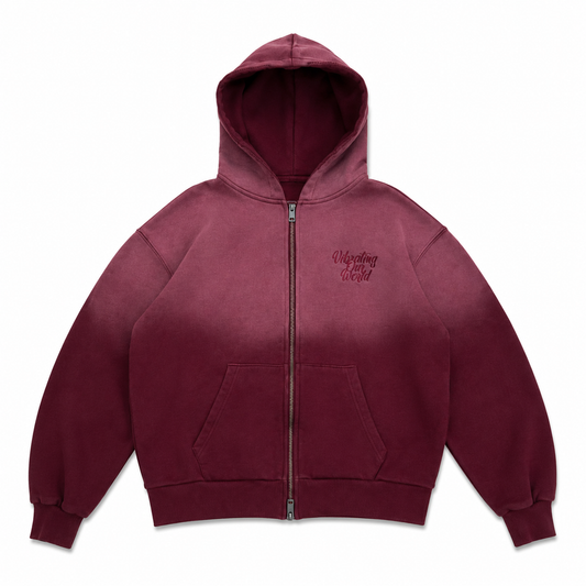 RED FADED ZIP UP